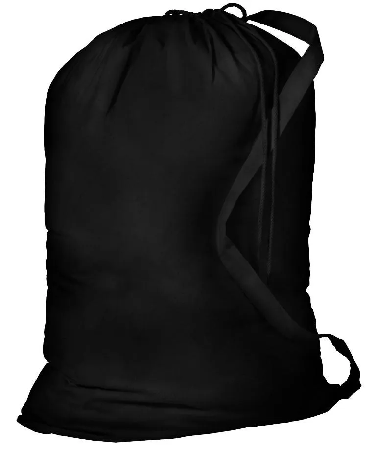 12 ct Jumbo Size Cotton Drawstring Laundry Bags Black-Natural - By Dozen