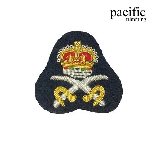 2 1/2" Zari Embroidery Crown Emblem Badge : PA0BZ630