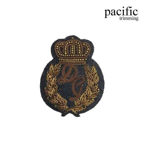 2 1/4" Zari Embroidery Crown Emblem Badge Patch Sew On : PA0MT524