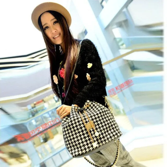 2016 Fashion Women Small Houndstooth Shoulder Bags Women'S Crossbody Bag Satchel Handbag Mochila