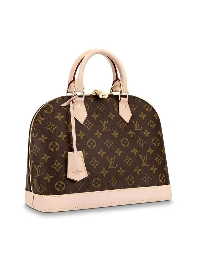 Alma PM Monogram Canvas Tote Bag Brown