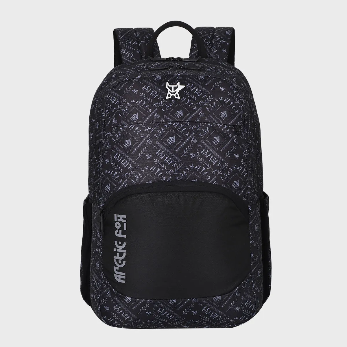 Arctic Fox Warli Black Laptop Backpack