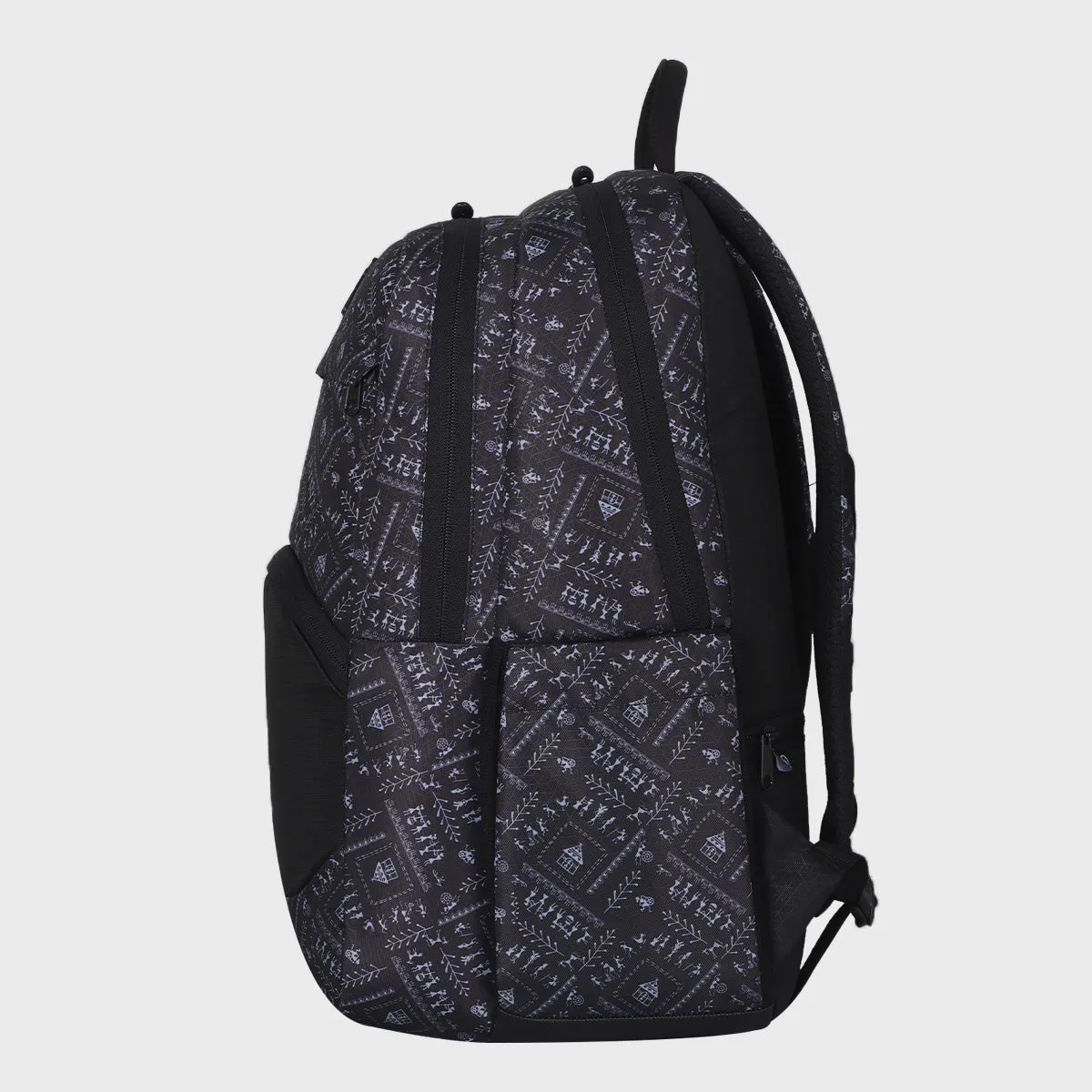 Arctic Fox Warli Black Laptop Backpack