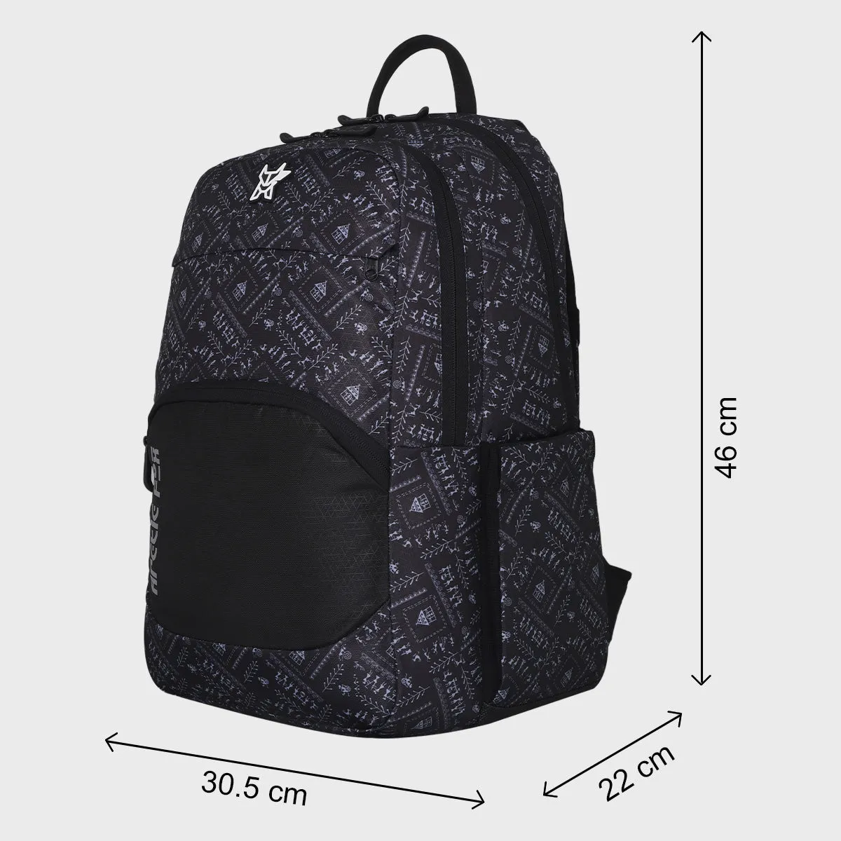 Arctic Fox Warli Black Laptop Backpack