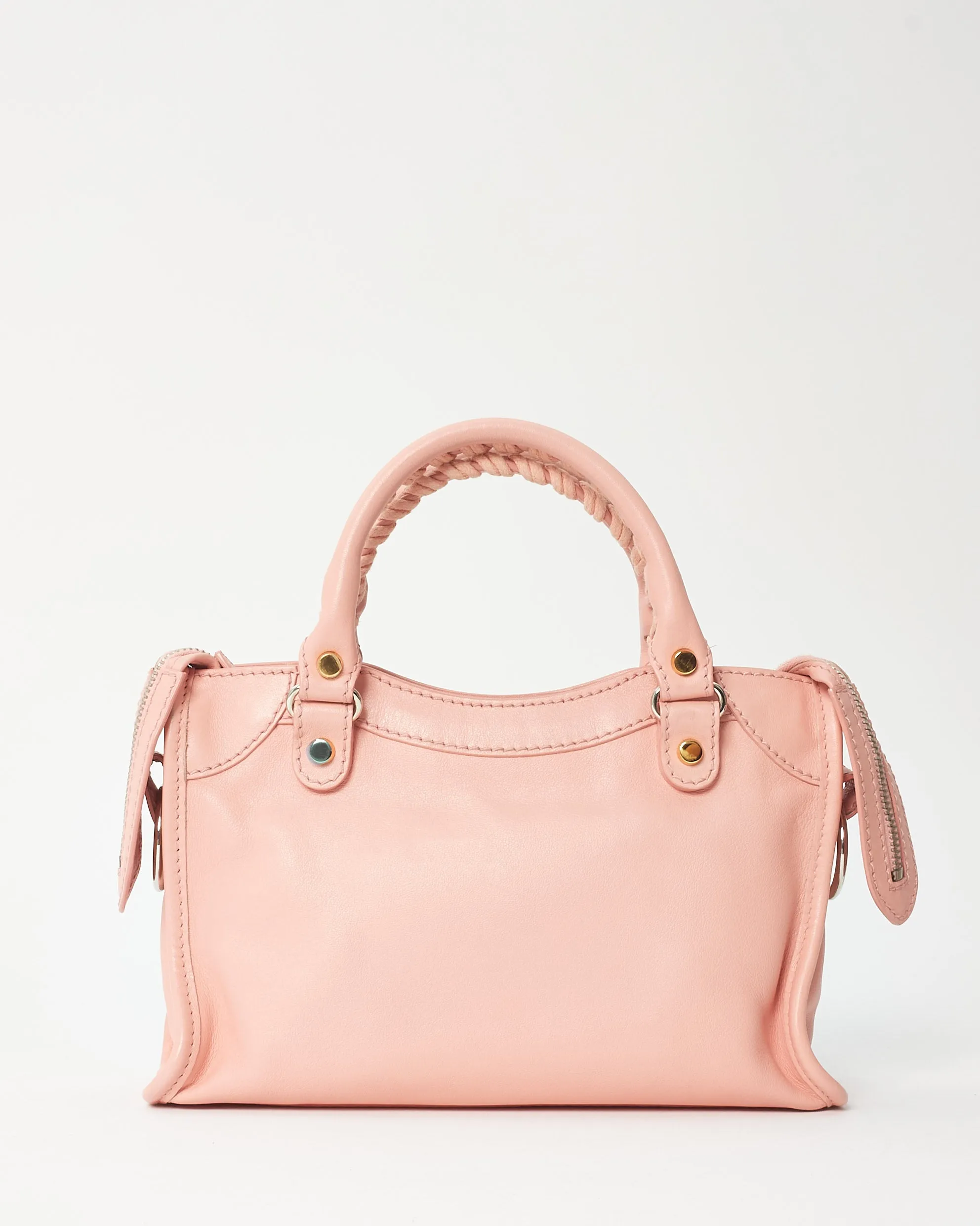 Balenciaga Pink Leather Dual Tone Hardware Mini City Bag