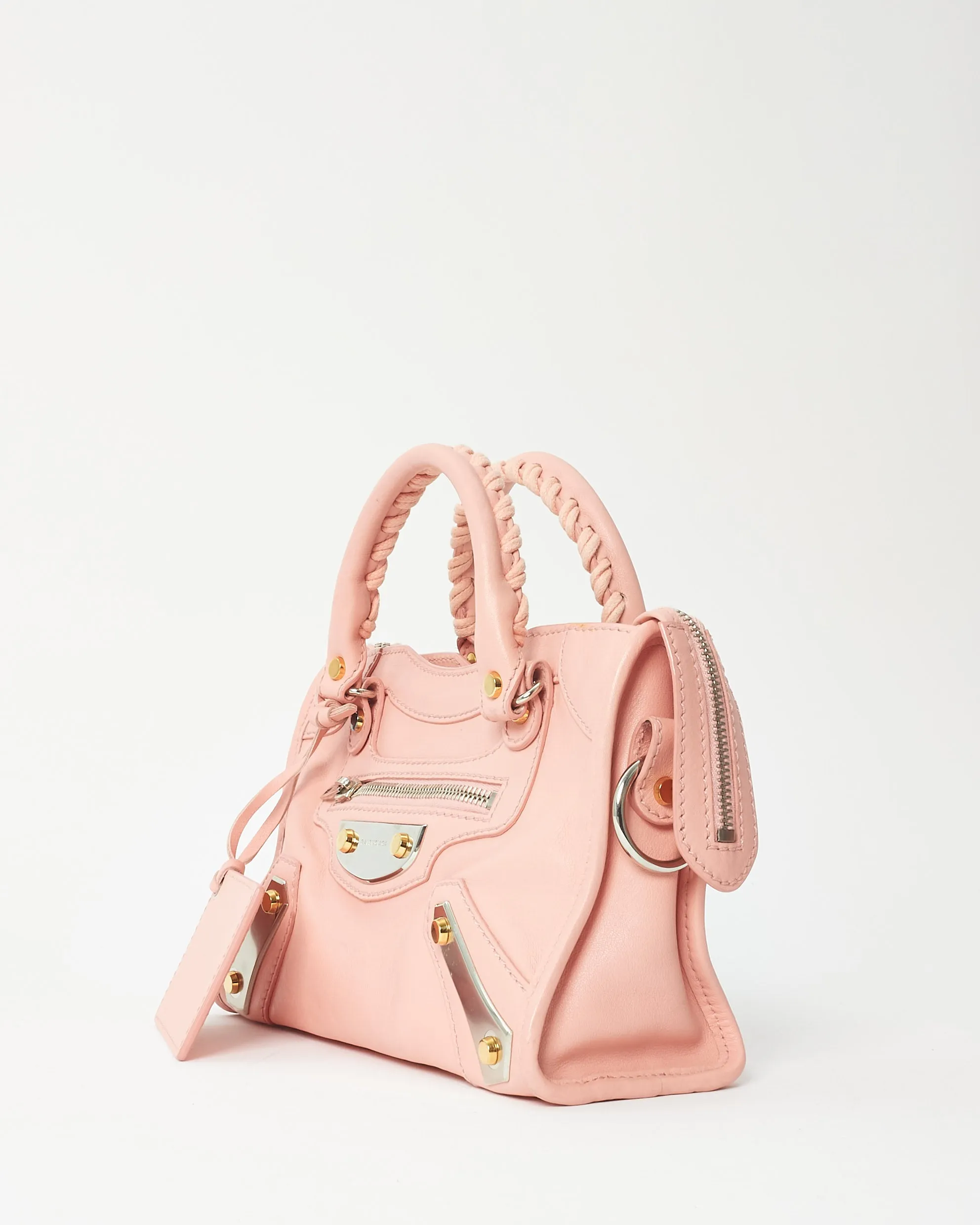 Balenciaga Pink Leather Dual Tone Hardware Mini City Bag