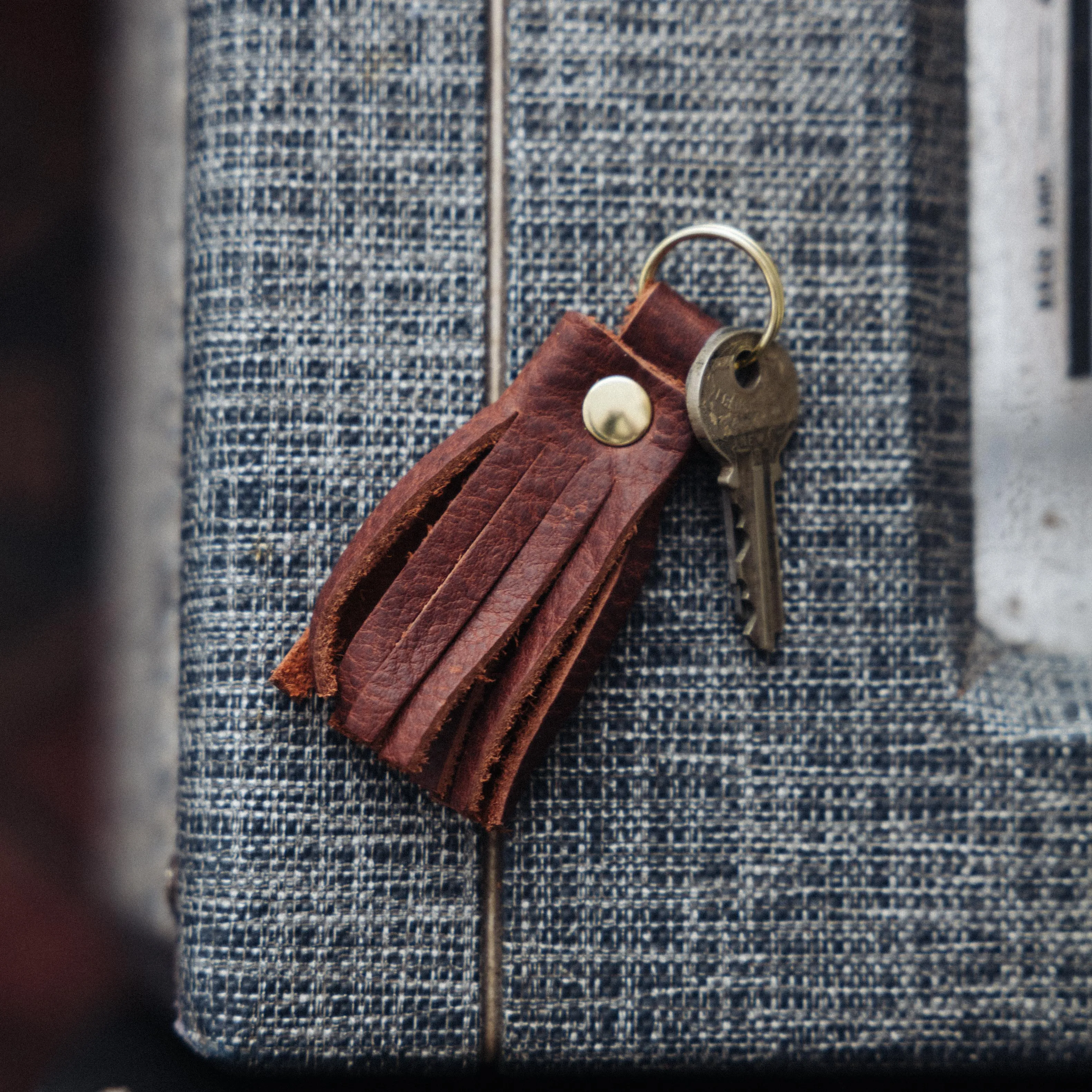 Beige Bison Tassel Keychain