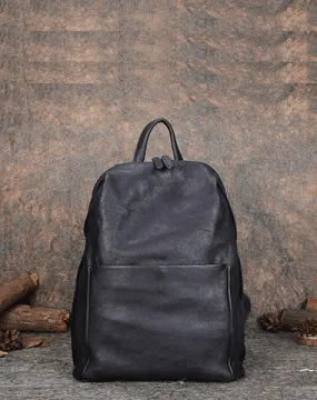 Best Minimalist Black Gray Leather Rucksack Womens Vintage School Backpacks Leather Backpack Purse