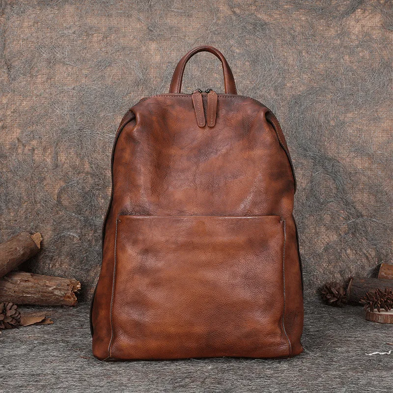 Best Minimalist Coffee Leather Rucksack Womens Vintage School Backpacks Leather Backpack Purse