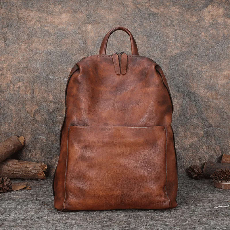 Best Minimalist Coffee Leather Rucksack Womens Vintage School Backpacks Leather Backpack Purse