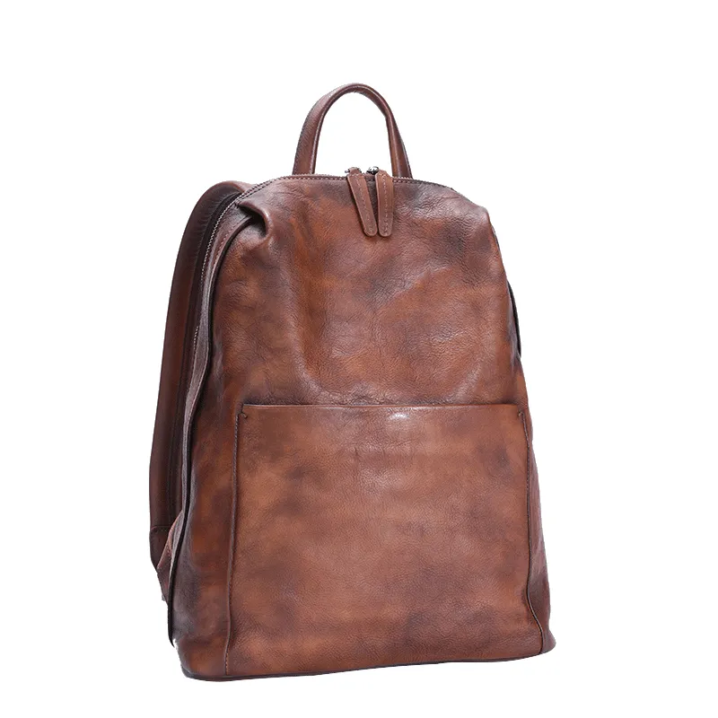 Best Minimalist Coffee Leather Rucksack Womens Vintage School Backpacks Leather Backpack Purse