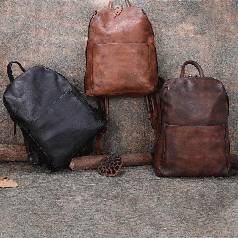 Best Minimalist Coffee Leather Rucksack Womens Vintage School Backpacks Leather Backpack Purse