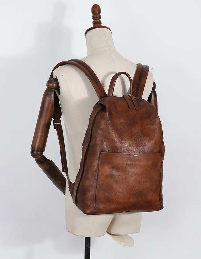 Best Minimalist Coffee Leather Rucksack Womens Vintage School Backpacks Leather Backpack Purse