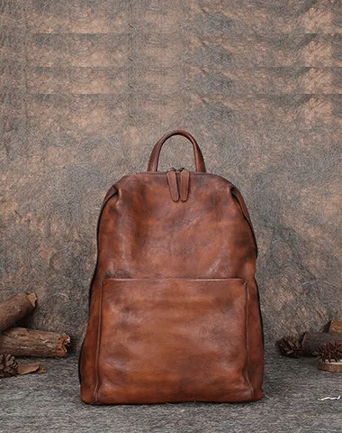 Best Minimalist Coffee Leather Rucksack Womens Vintage School Backpacks Leather Backpack Purse