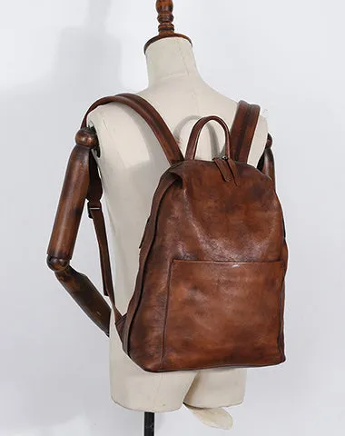 Best Minimalist Coffee Leather Rucksack Womens Vintage School Backpacks Leather Backpack Purse