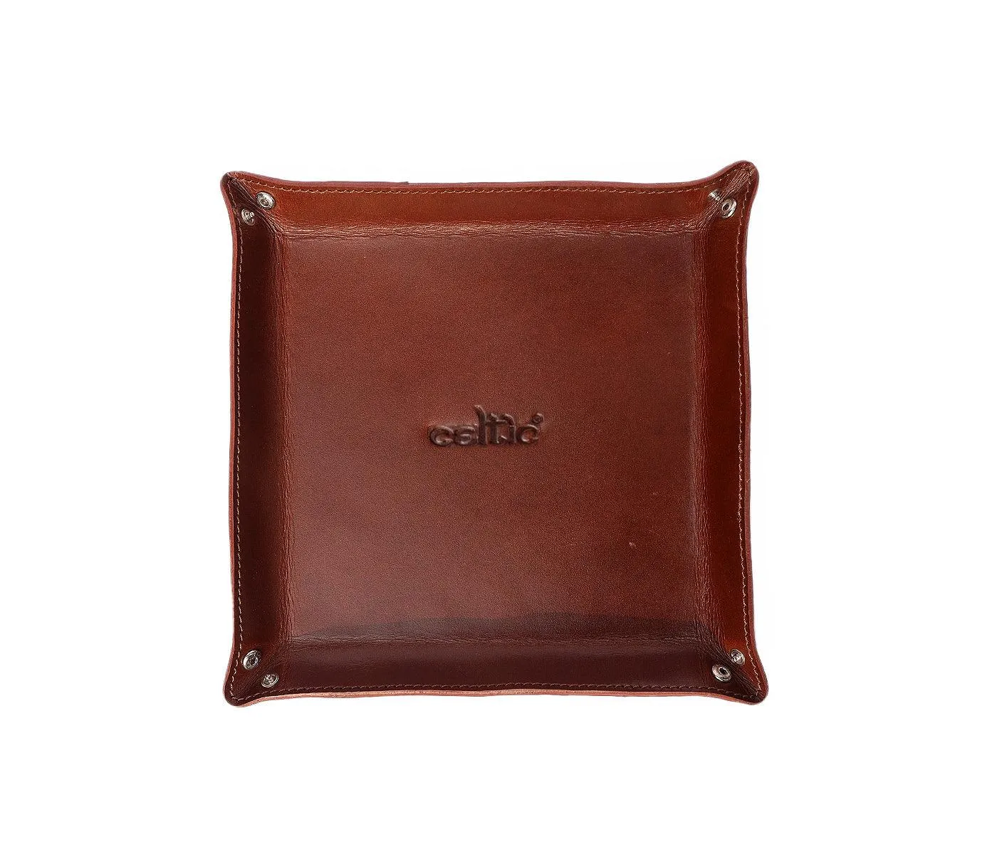 Celtic Brown Color Pure Leather Tray For Office Use