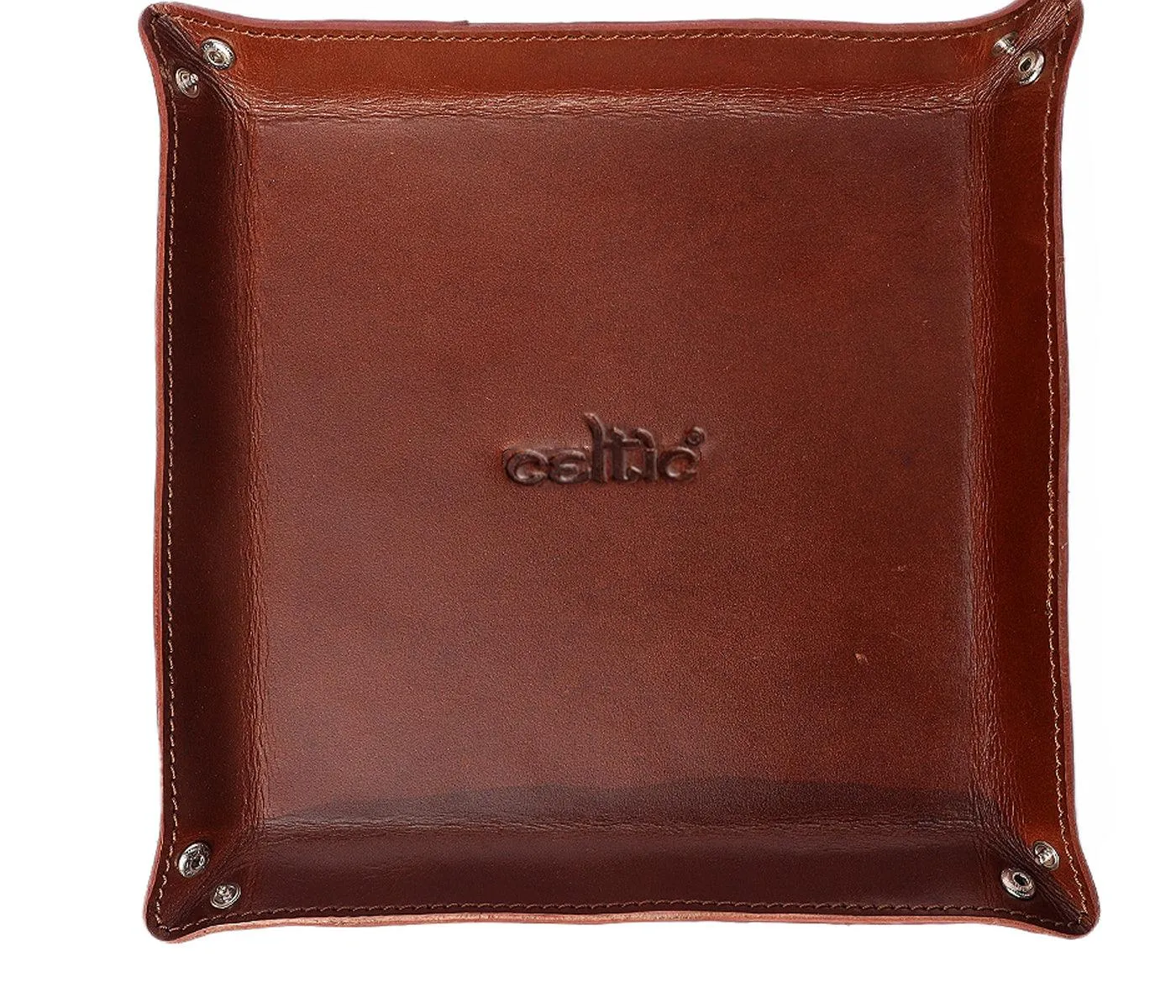 Celtic Brown Color Pure Leather Tray For Office Use