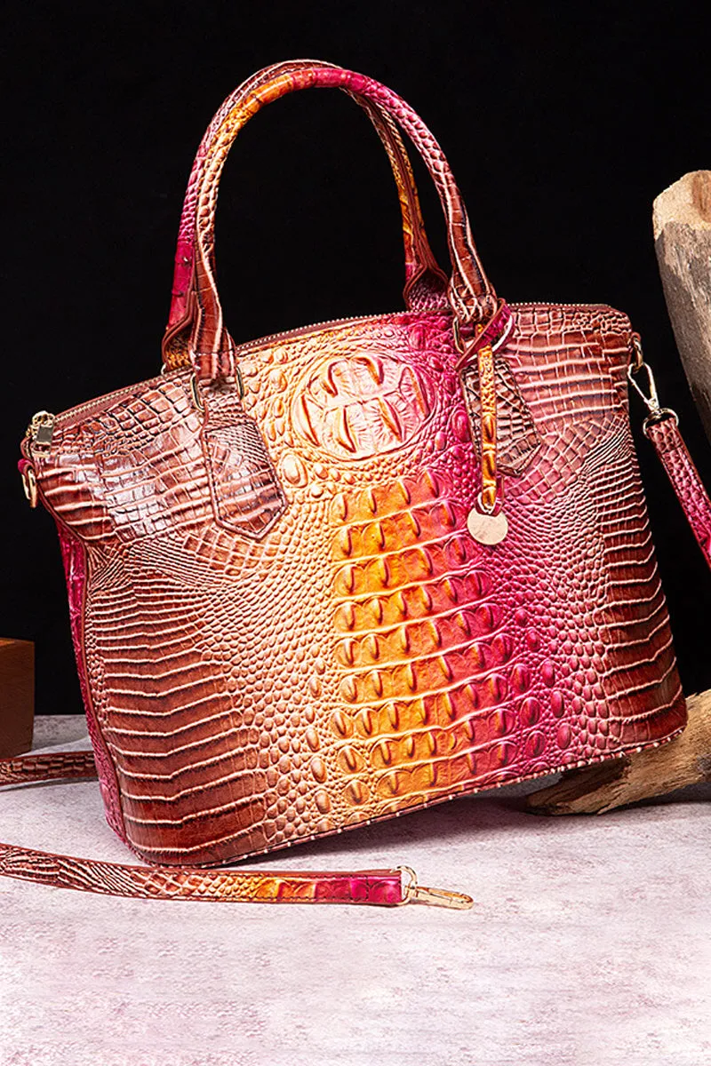 CLASSY CROCODILE PATTERN TOP HANDLE BAG