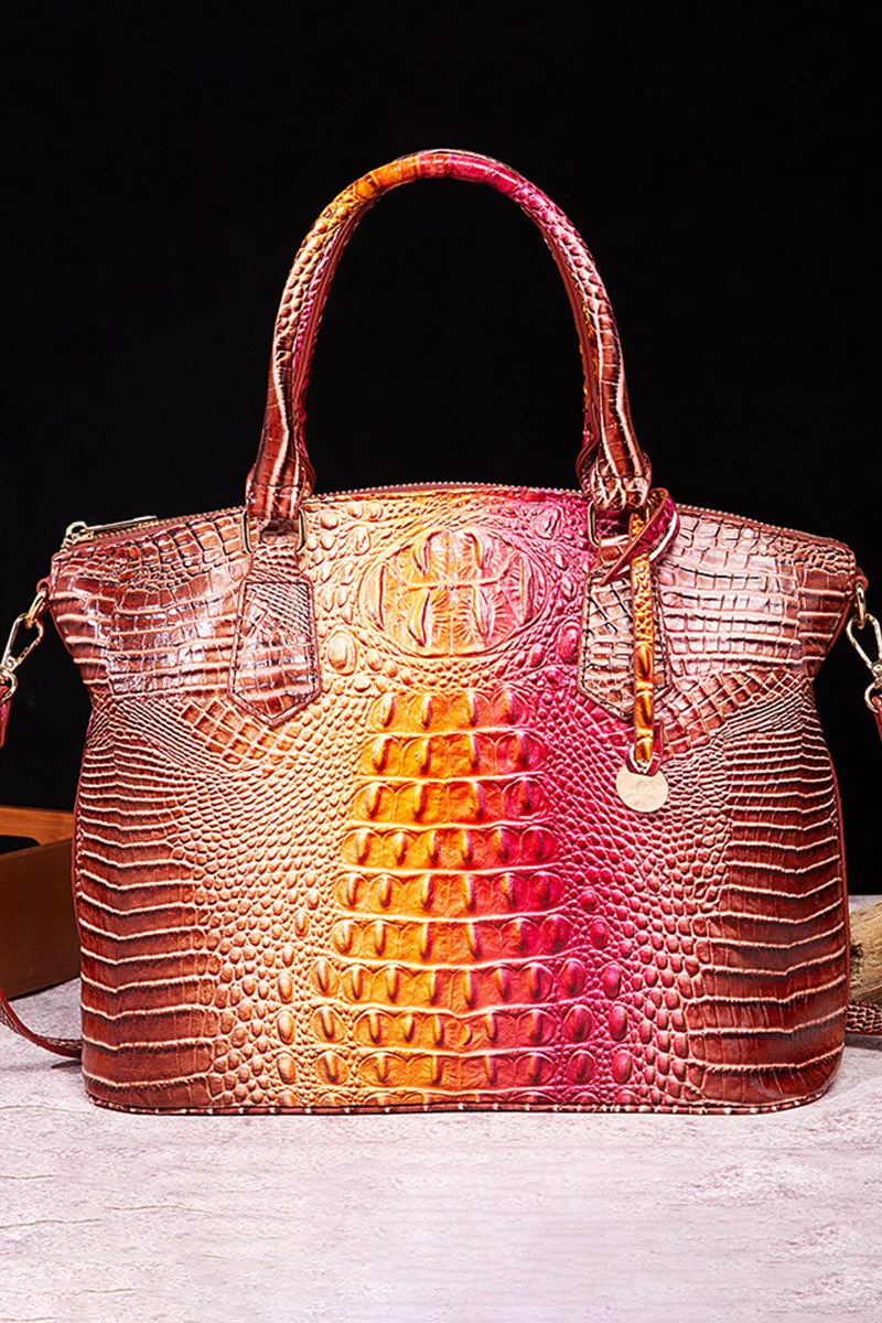 CLASSY CROCODILE PATTERN TOP HANDLE BAG