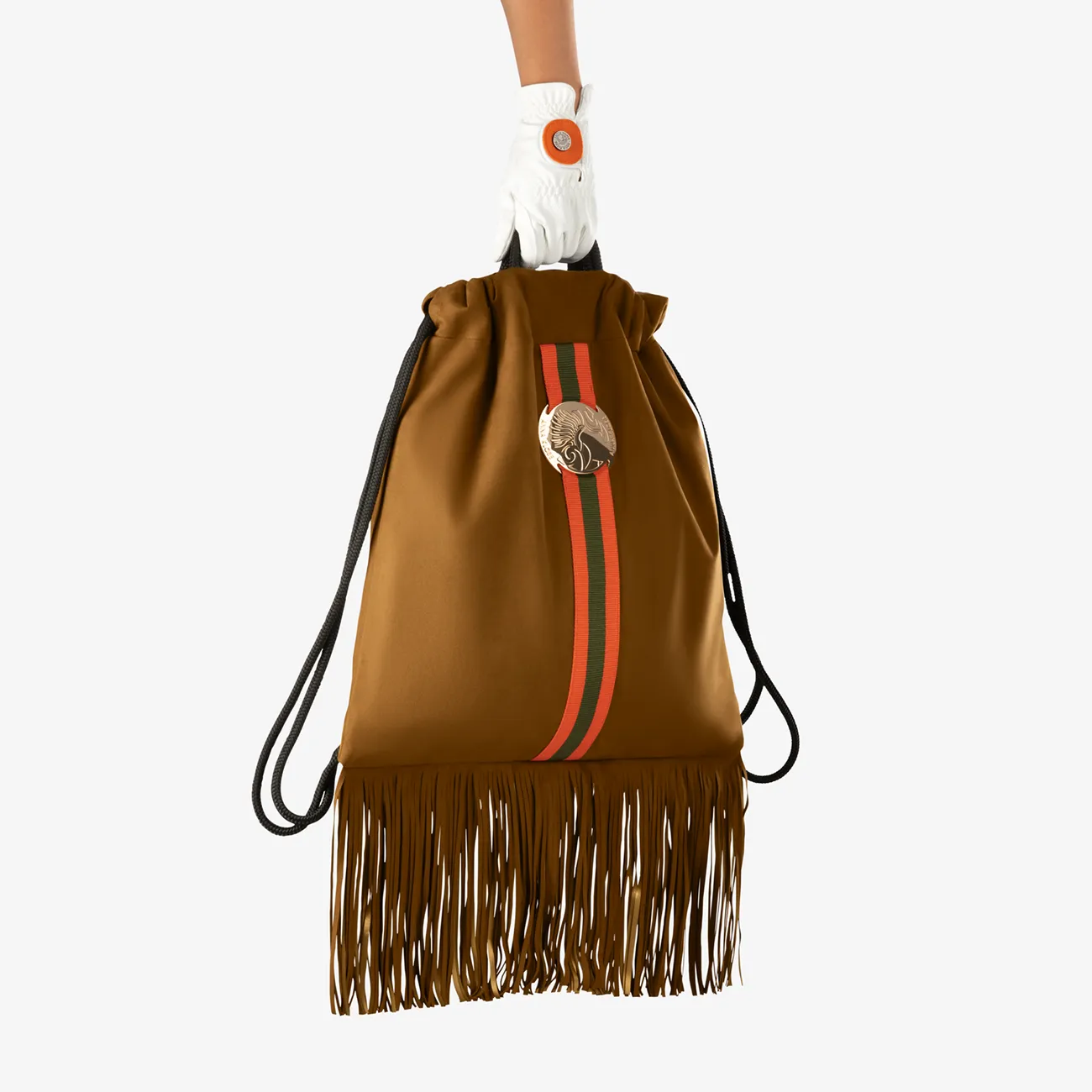 Fringe Backpack "Hunter Brown" with golden elements