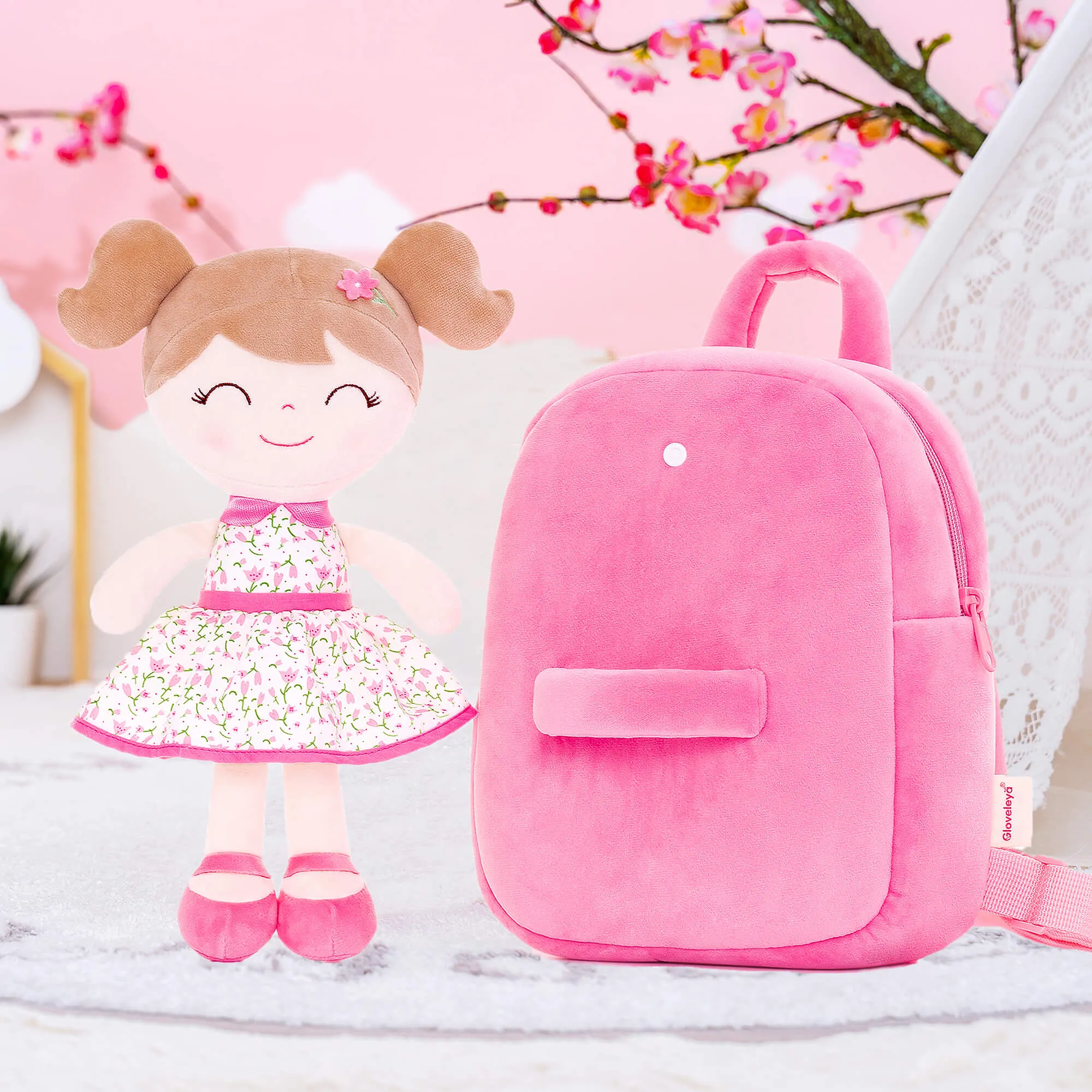 Gloveleya 9-inch Personalized Flower Fairy  Girls Dolls Backpacks Series