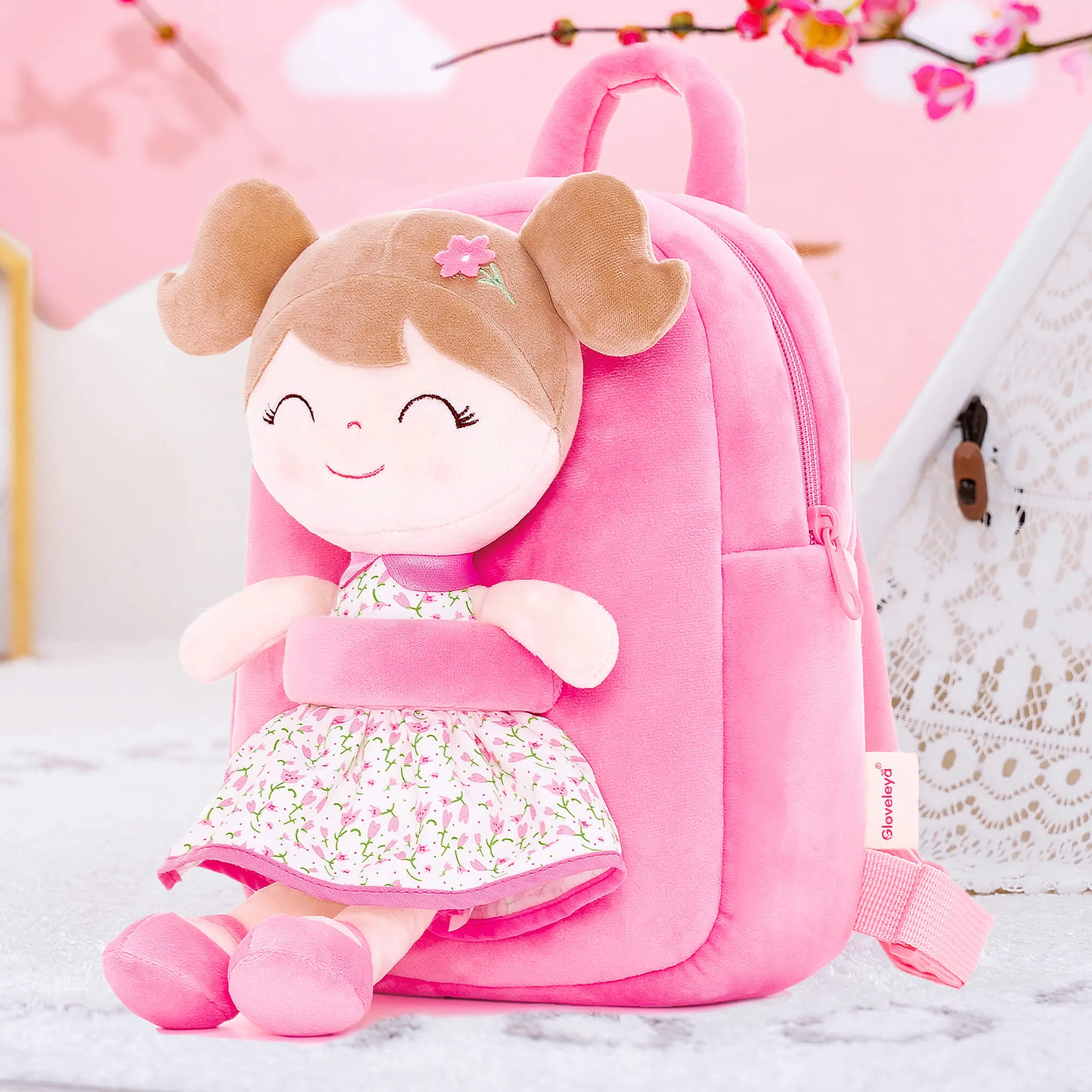 Gloveleya 9-inch Personalized Flower Fairy  Girls Dolls Backpacks Series