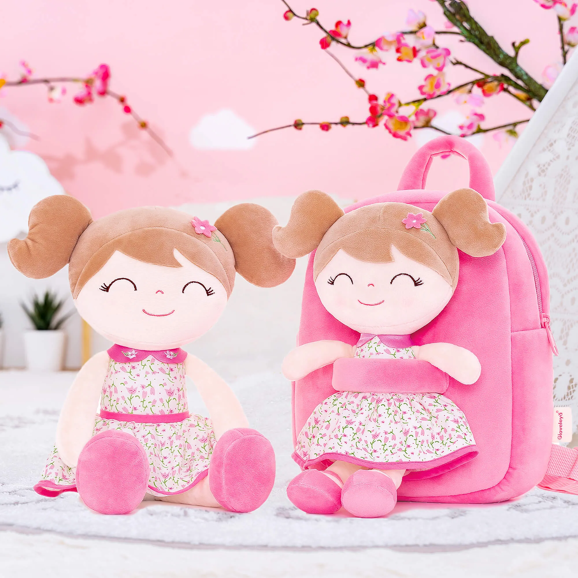 Gloveleya 9-inch Personalized Flower Fairy  Girls Dolls Backpacks Series