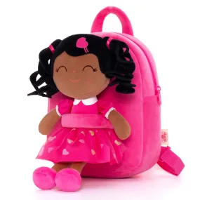 Gloveleya 9-inch Personalized Love Heart Girls Dolls Backpacks Rose