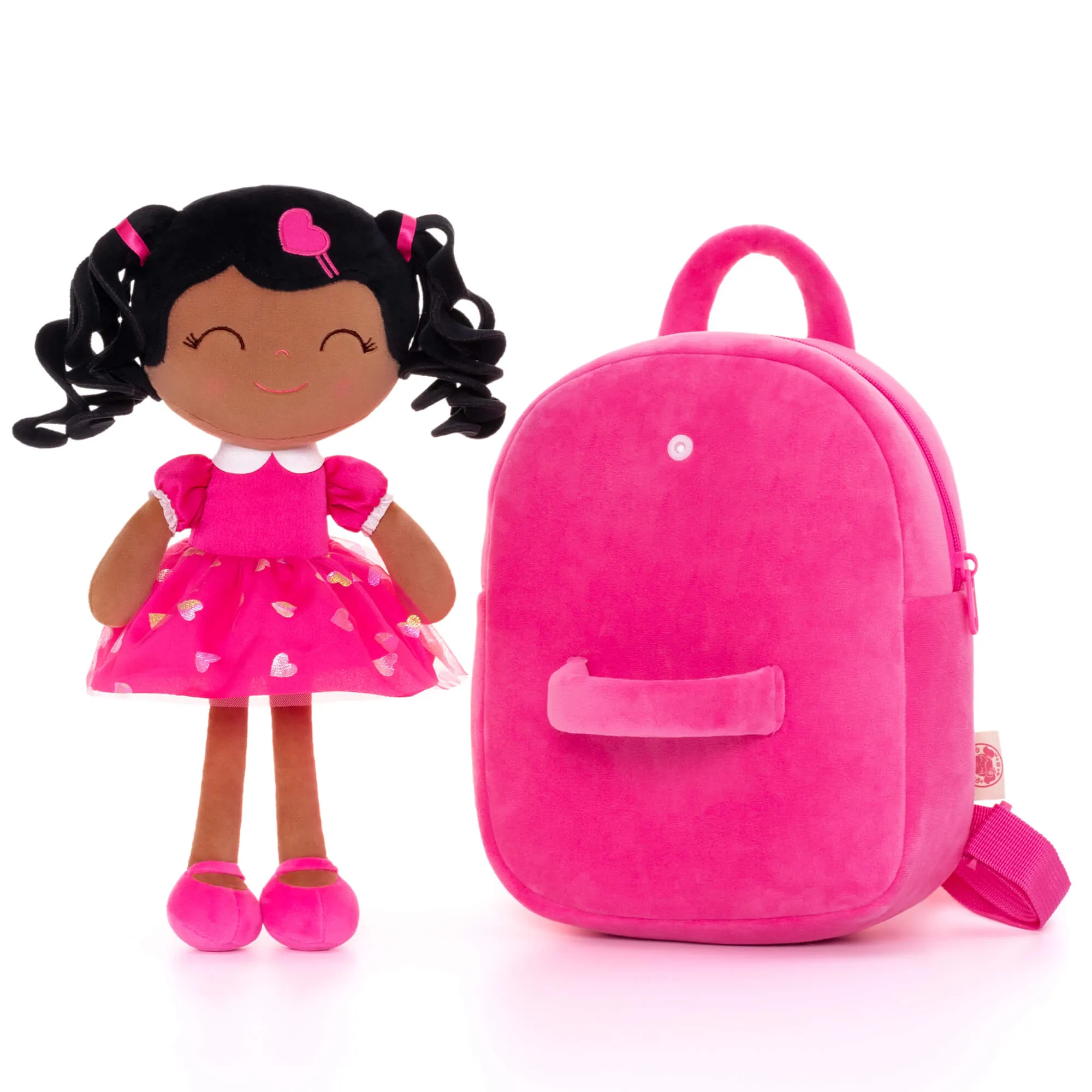 Gloveleya 9-inch Personalized Love Heart Girls Dolls Backpacks Rose