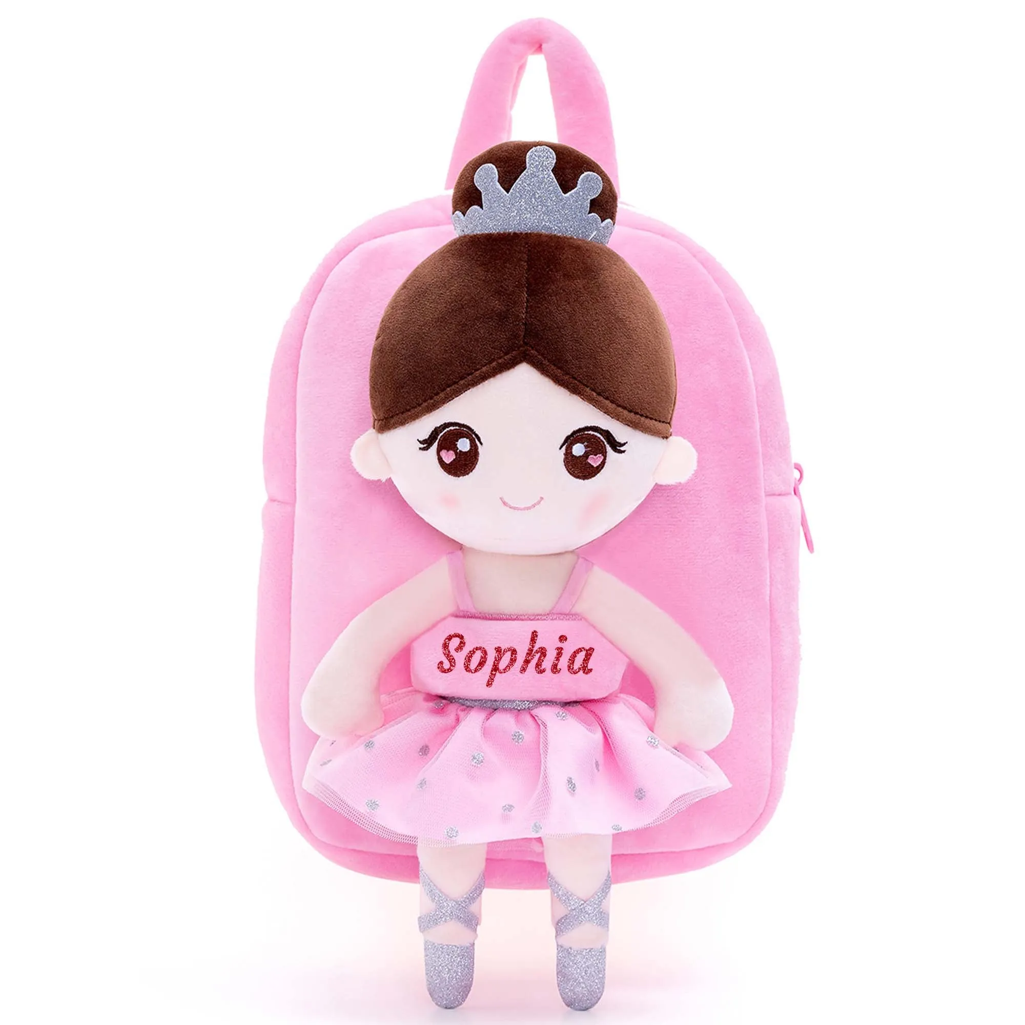 Gloveleya 9-inch Personalized Plush Ballet Girl Dolls Backpack Pink Ballet Dream