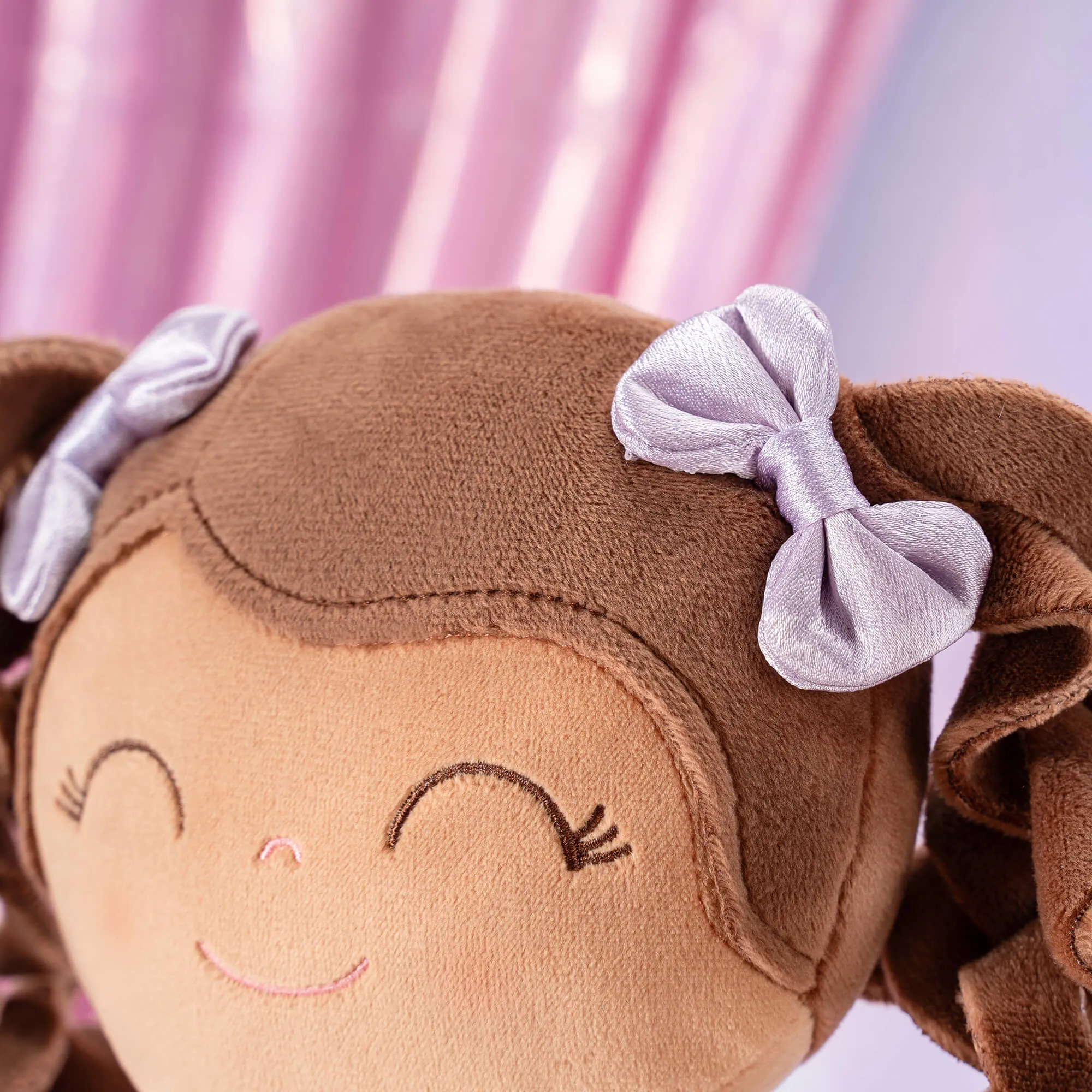 Gloveleya 9-inch Personalized Plush Curly Ballet Girl Dolls Backpack Tanned Purple Ballet Dream