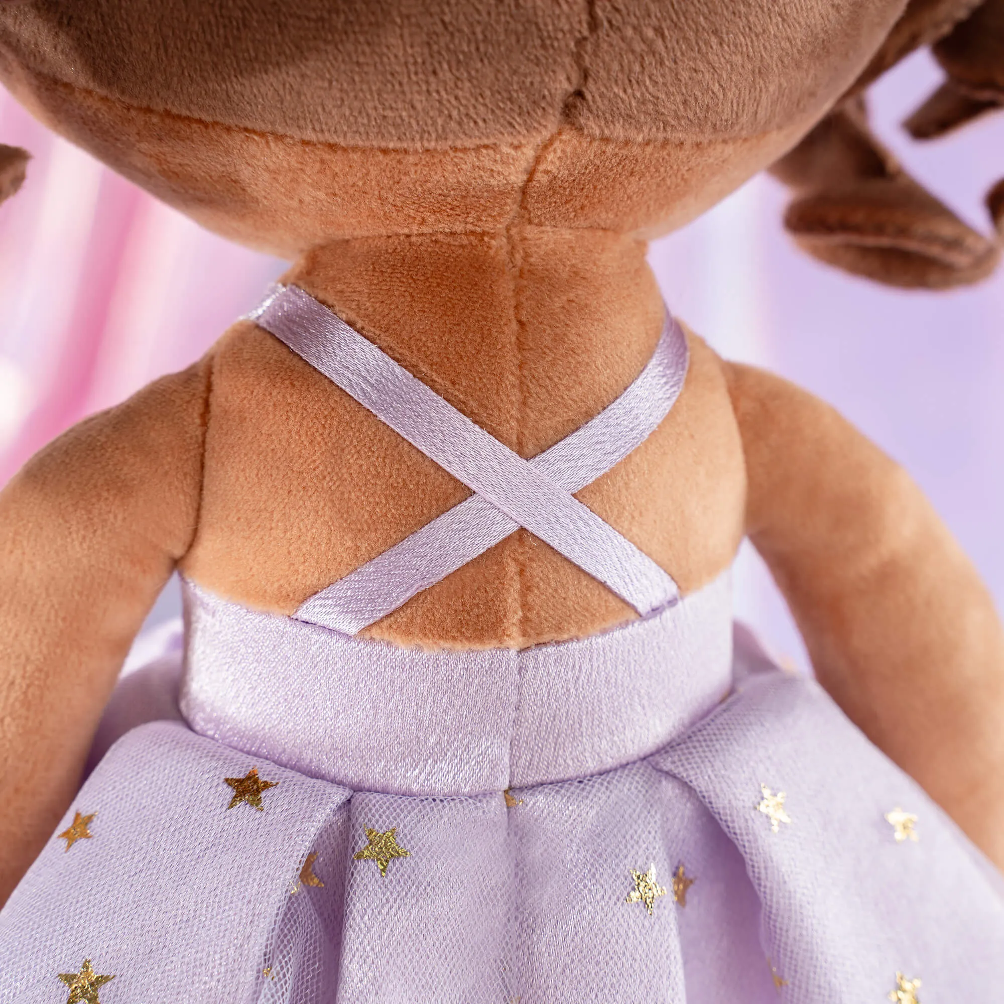 Gloveleya 9-inch Personalized Plush Curly Ballet Girl Dolls Backpack Tanned Purple Ballet Dream