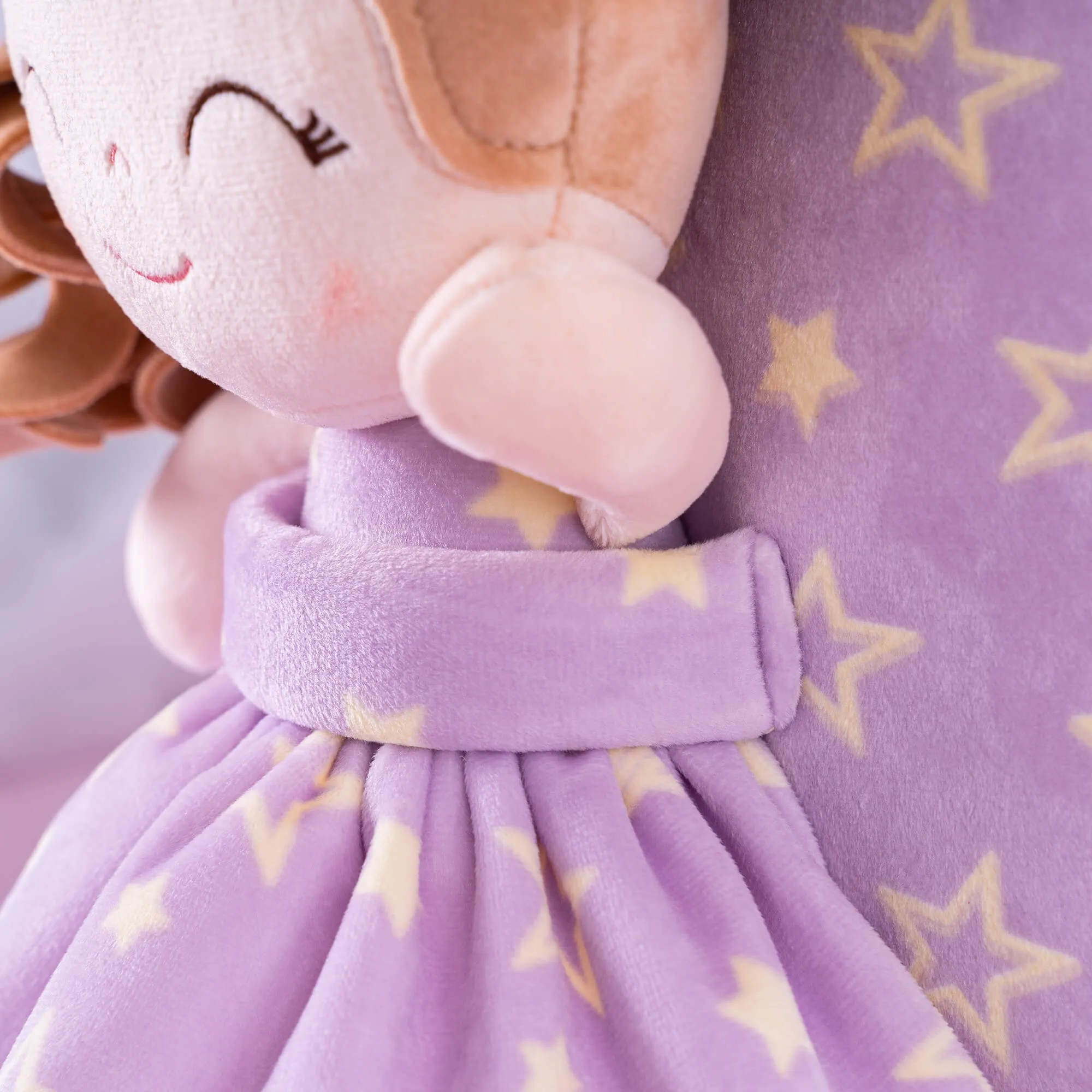 Gloveleya 9-inch Personalized Plush Curly Star Dolls Backpack Purple