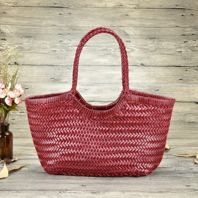 Hand-woven 100% Genuine Leather Vintage Shopping Bag