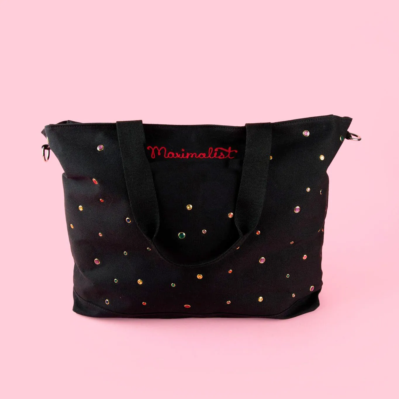 Large Black Rhinestone Personalized Tote