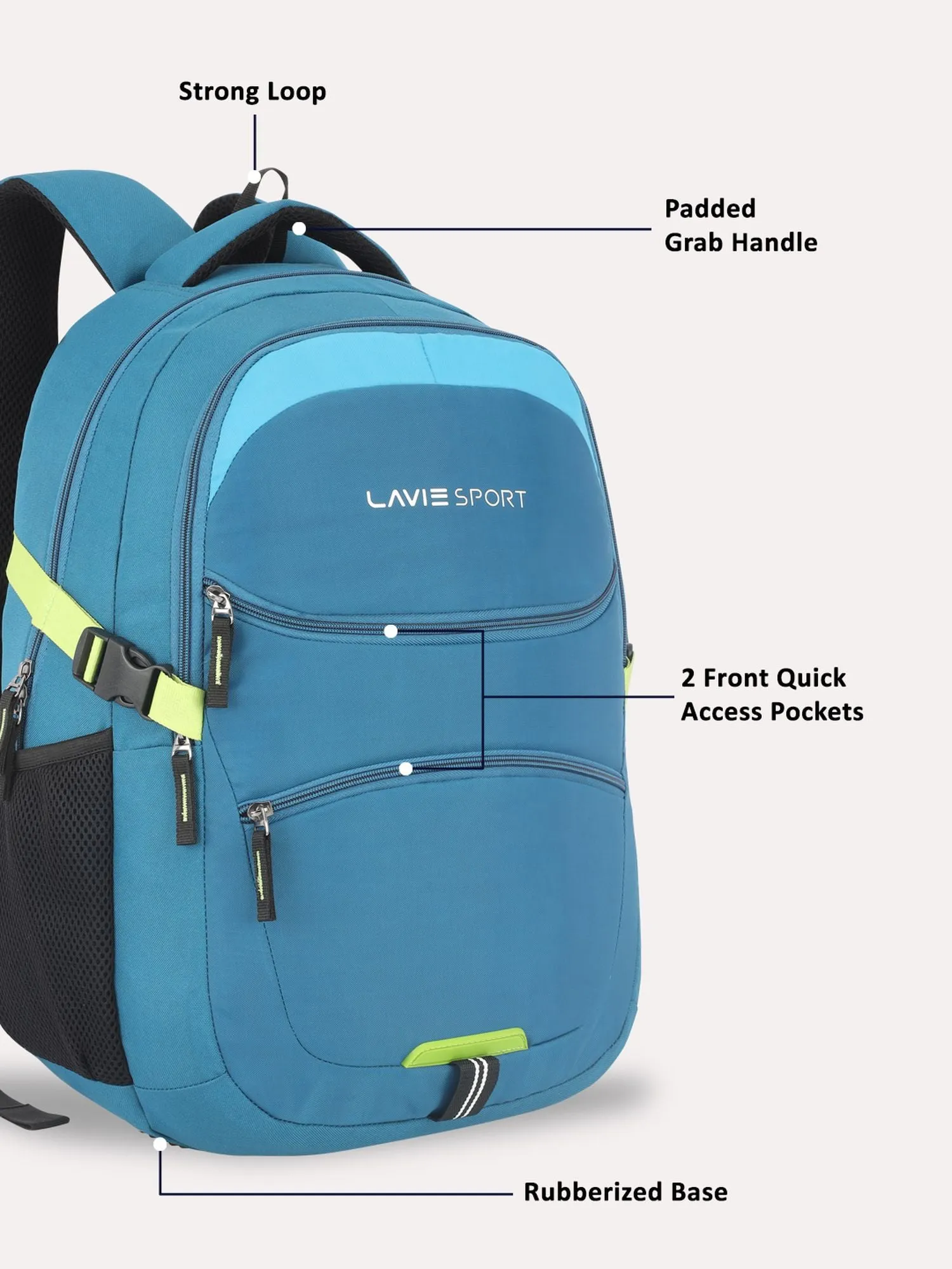 Lavie Sport Ambition 32L Laptop Backpack with Rain cover For Men & Women | Boys & Girls Blue