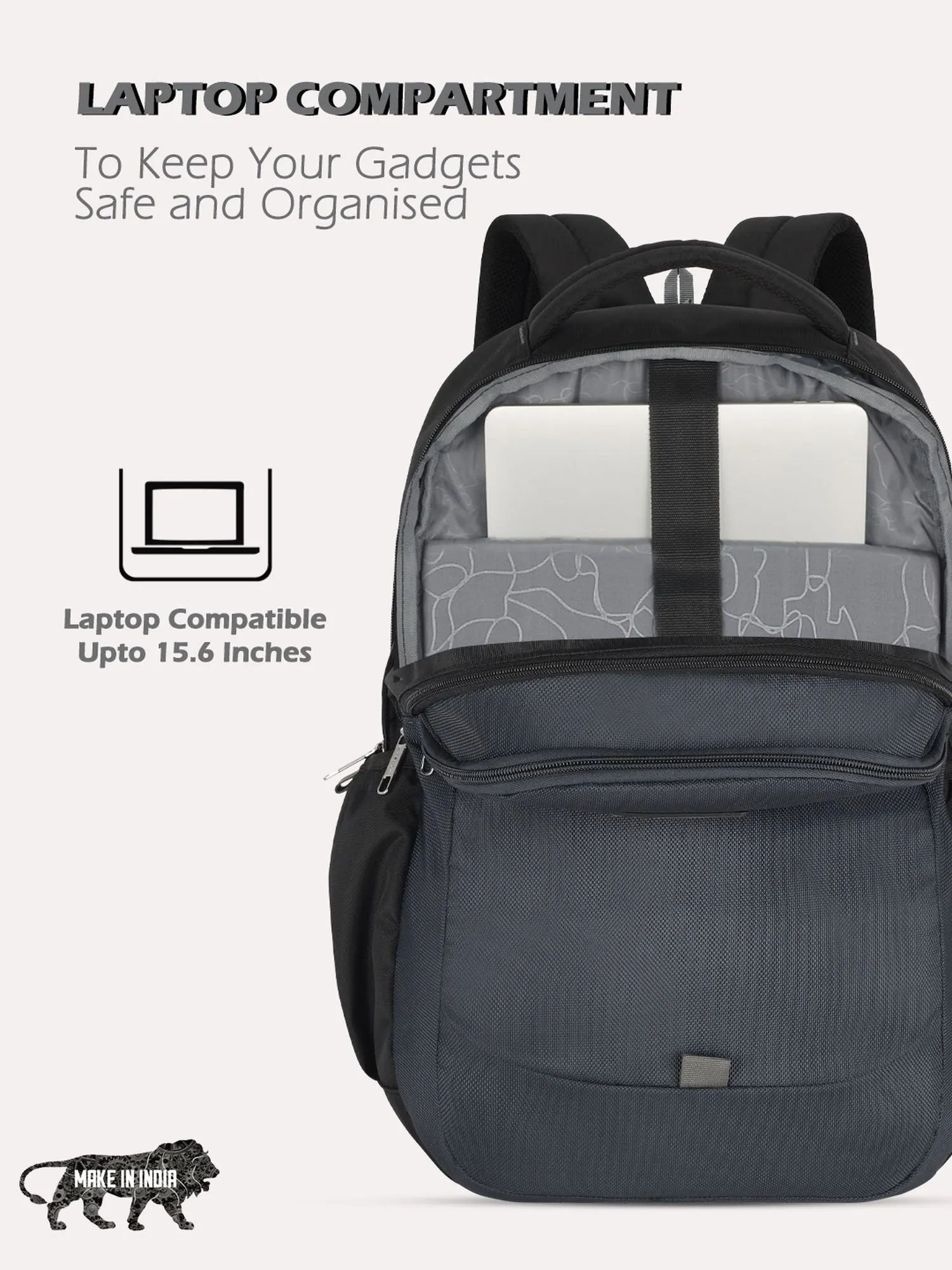 Lavie Sport Graphene Pro 37L Laptop Backpack with Raincover For Men & Women Navy