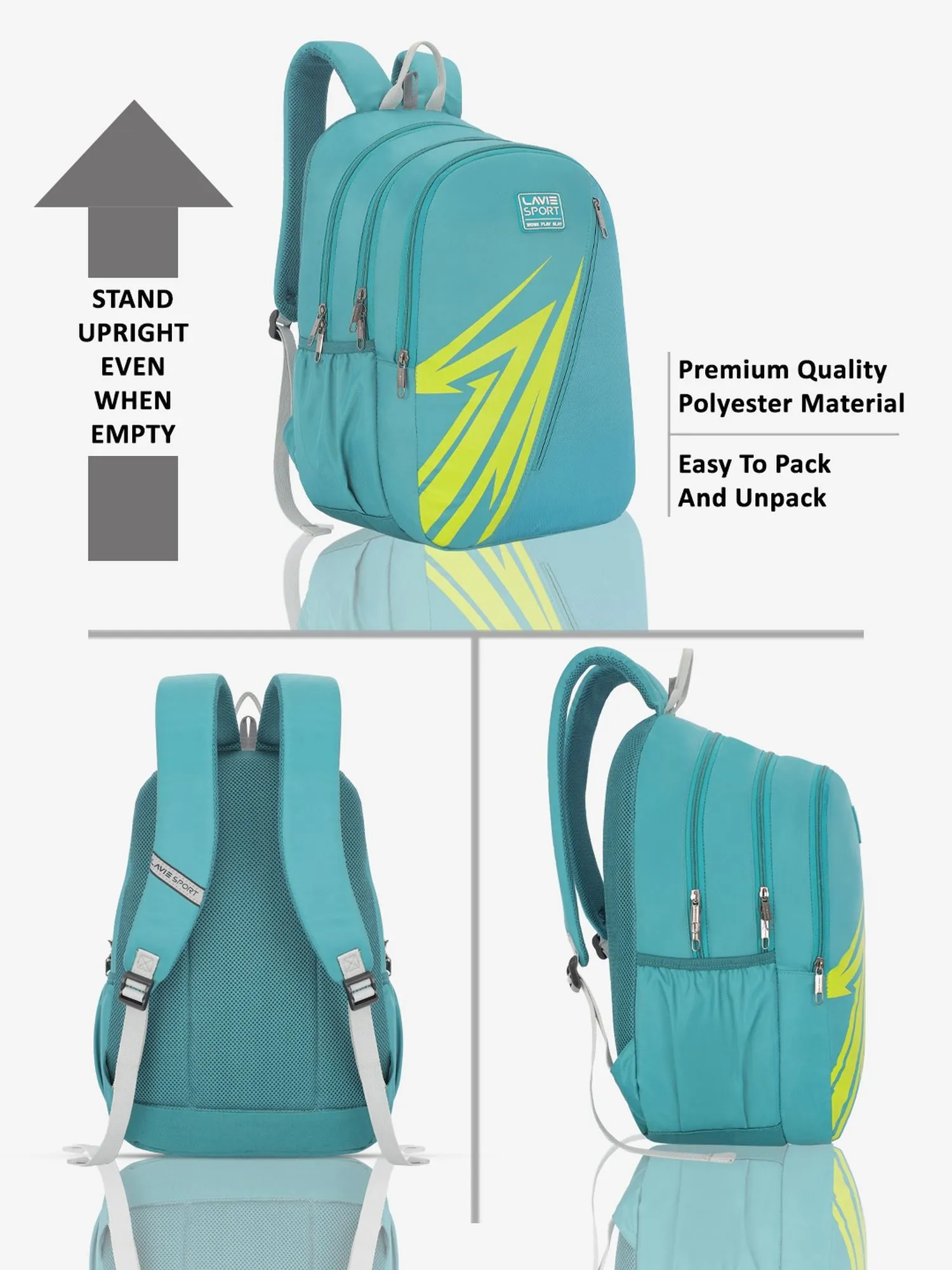 Lavie Sport Lance 37L College Bag For Boys & Girls|Backpack For Men & Women Teal