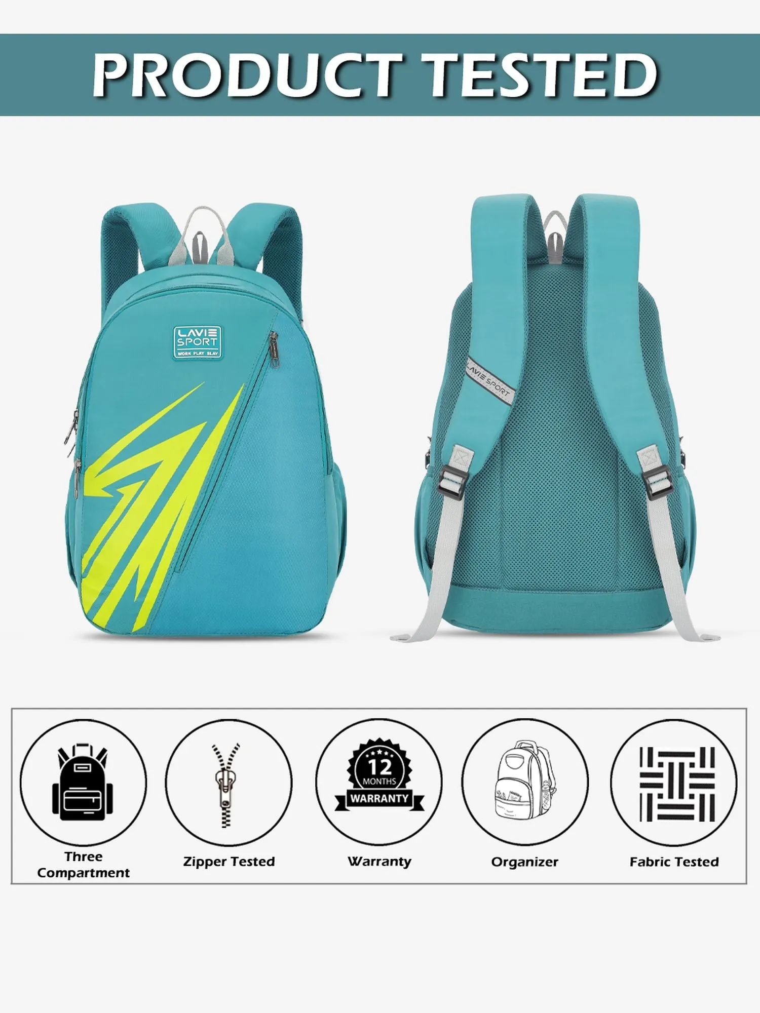 Lavie Sport Lance 37L College Bag For Boys & Girls|Backpack For Men & Women Teal