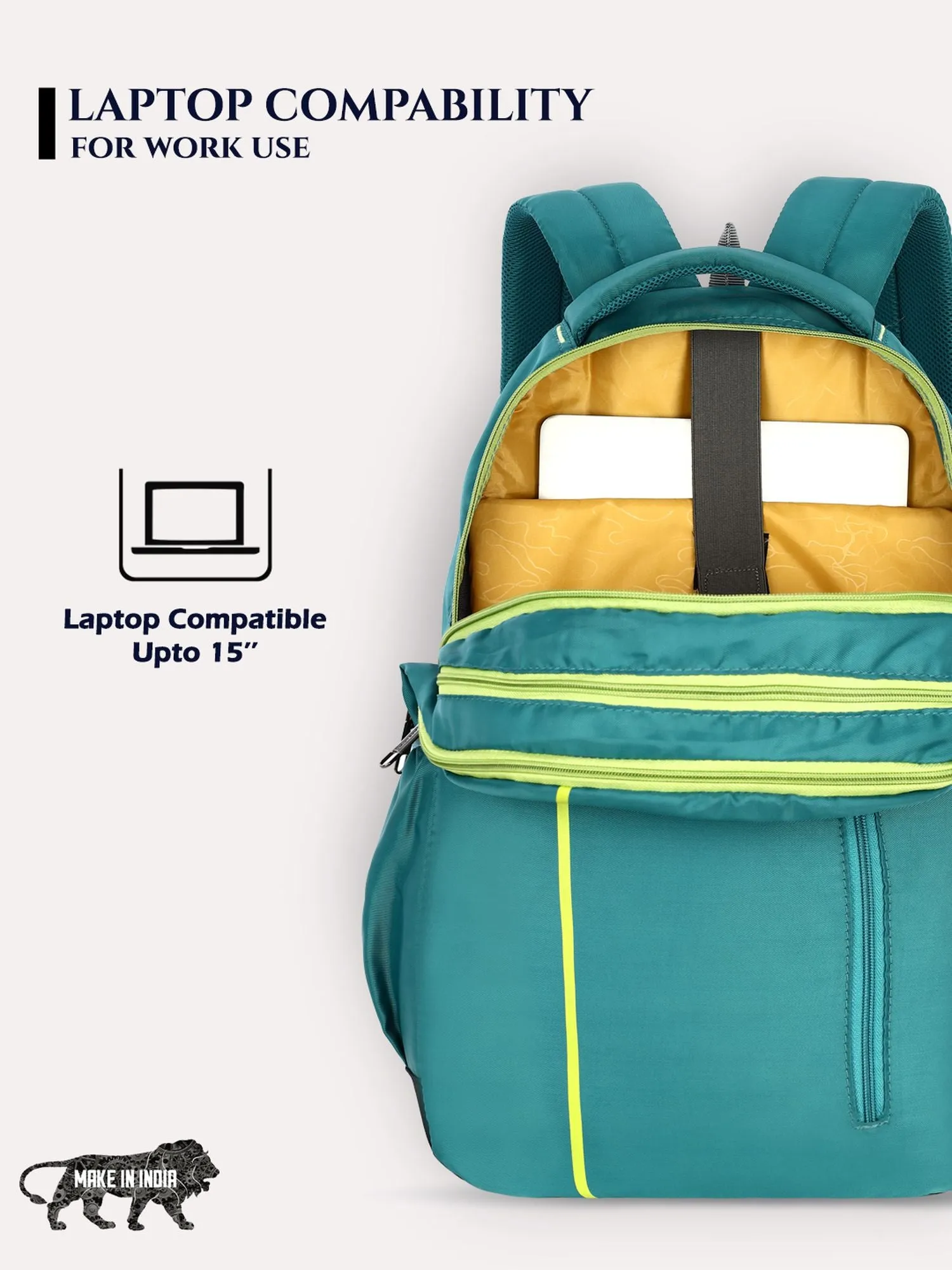 Lavie Sport Streak 36L Anti-theft Laptop Backpack For Men & Women | Laptop Bag For Boys & Girls Teal