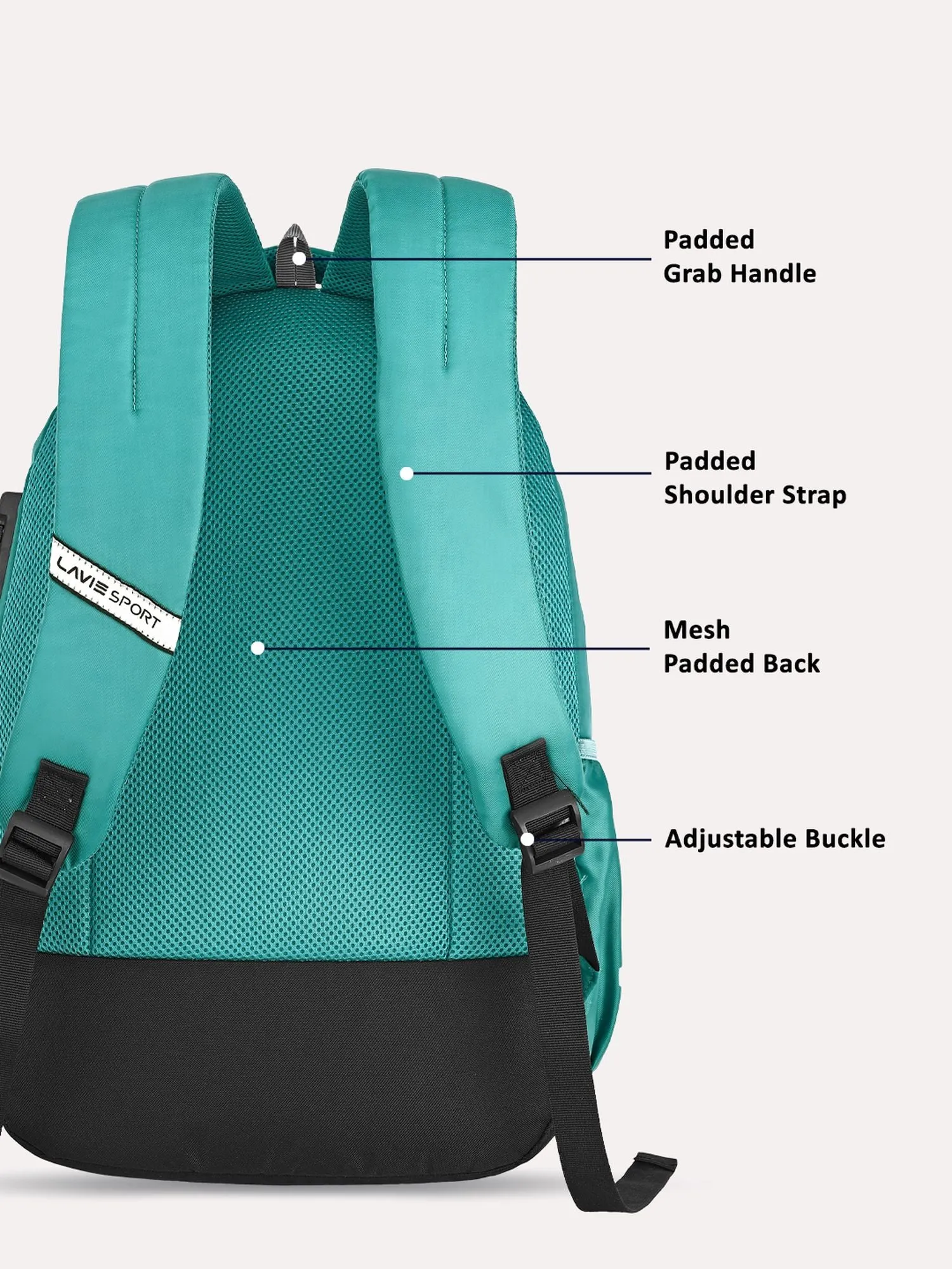 Lavie Sport Streak 36L Anti-theft Laptop Backpack For Men & Women | Laptop Bag For Boys & Girls Teal