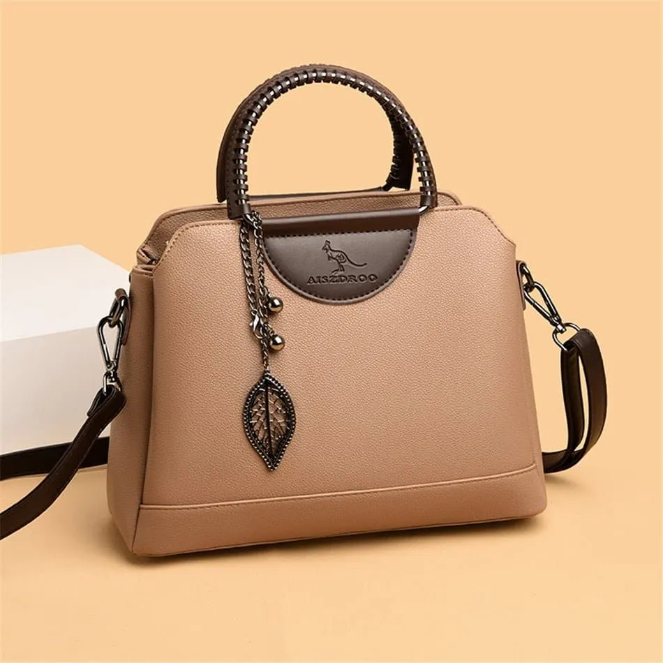 Leather Ladies Handbag with Ample Storage and Easy Zipper Closure