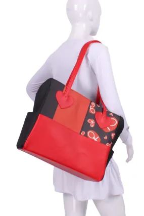 Mondrian Red Hearts on Black Mini LOVE Tote