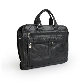 Multi Function Black Leather Laptop Case