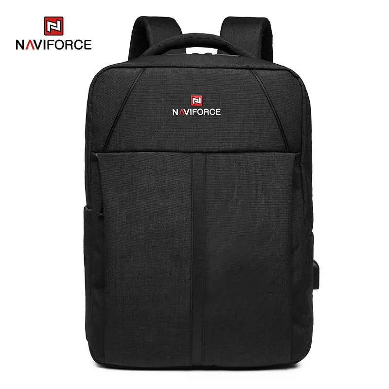 NAVIFORCE Fashion Backpacks Large Capacity Business Casual Travel USB Charging Bag Laptop Notebook Backpack NFB6810