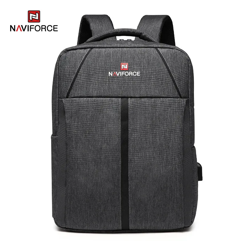 NAVIFORCE Fashion Backpacks Large Capacity Business Casual Travel USB Charging Bag Laptop Notebook Backpack NFB6810