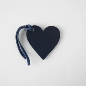 Navy Leather Heart Tag