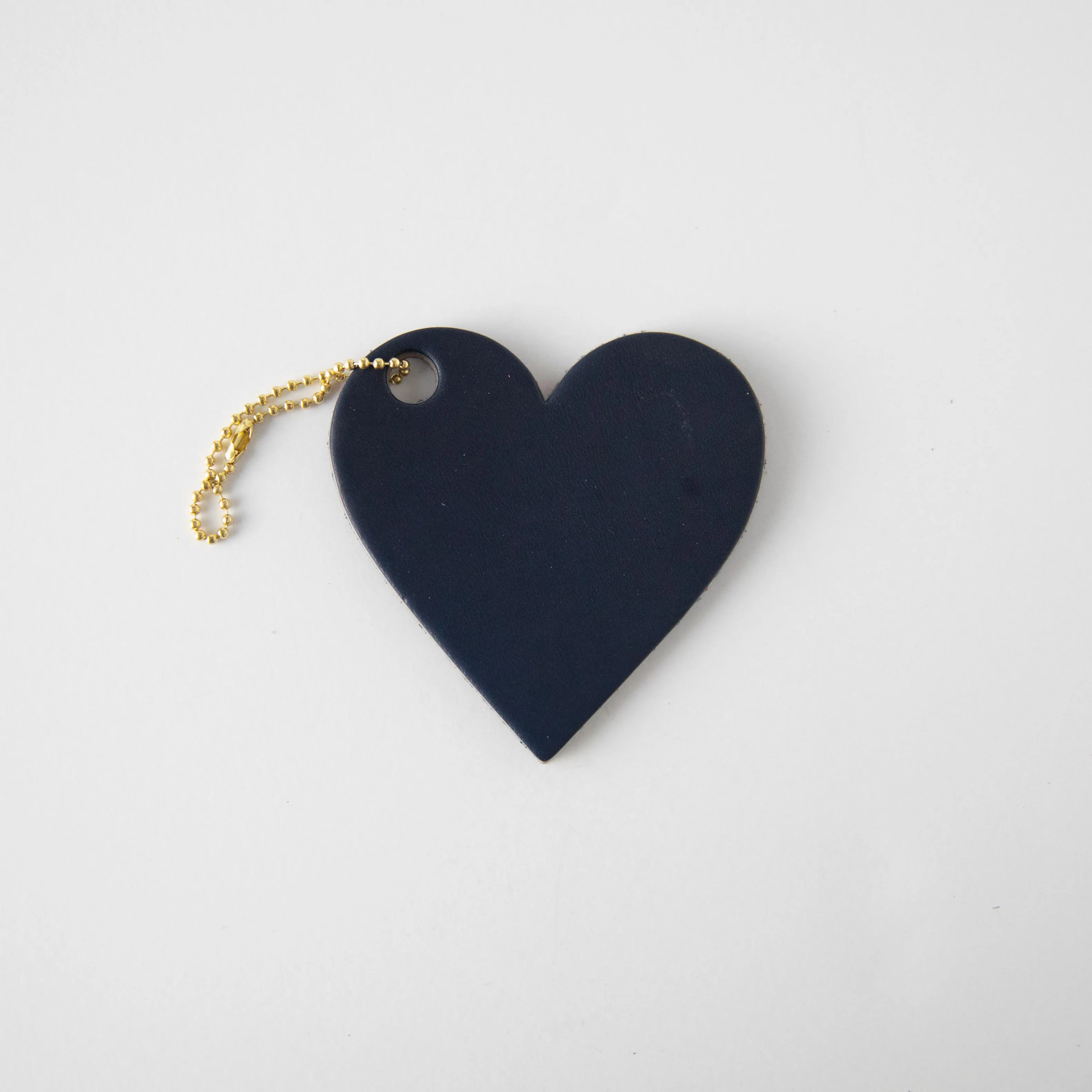 Navy Leather Heart Tag