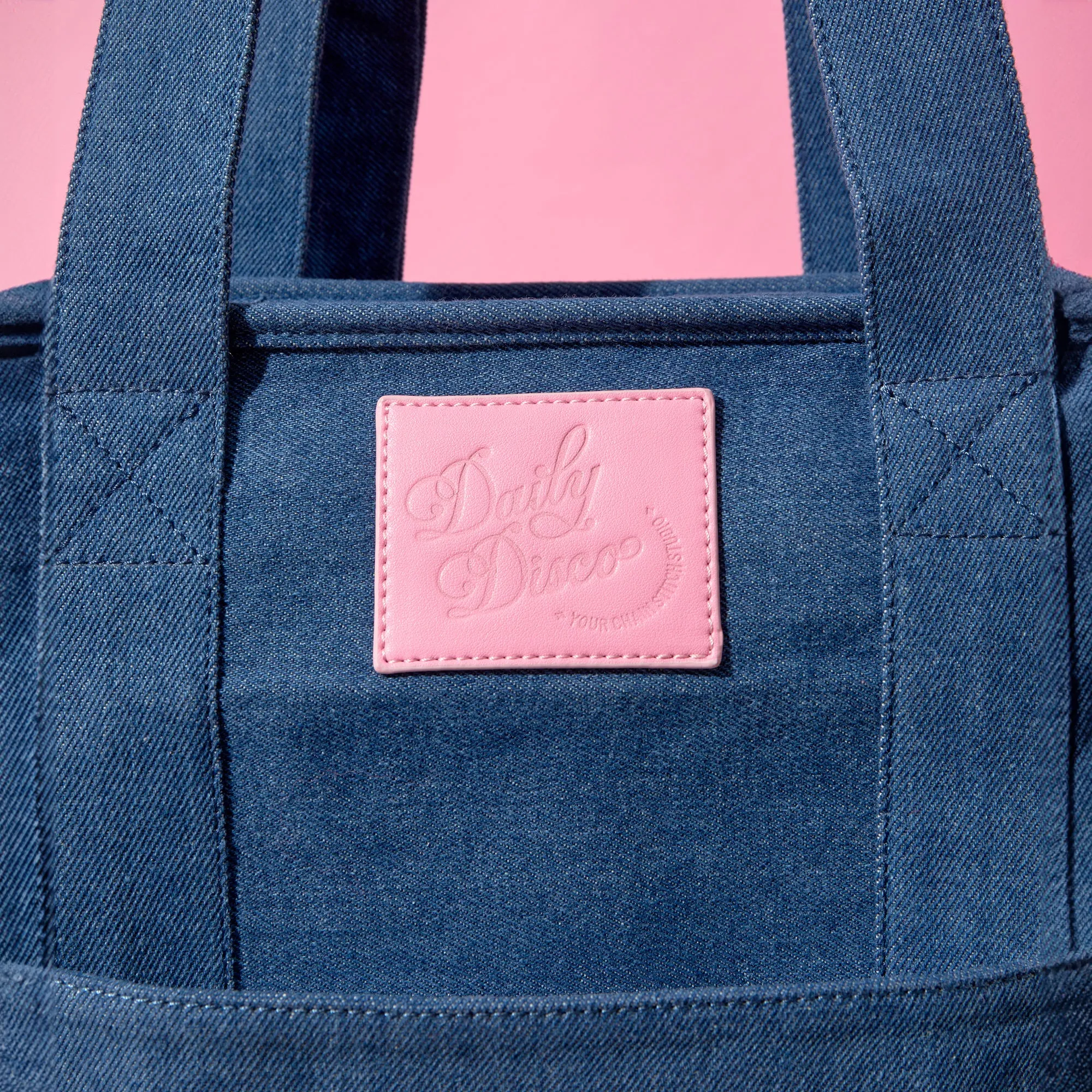 Personalized Denim Bow Tote Bag