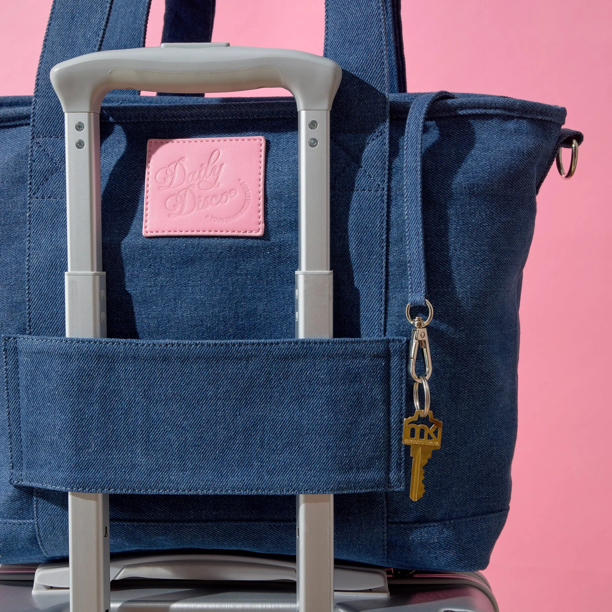 Personalized Denim Bow Tote Bag